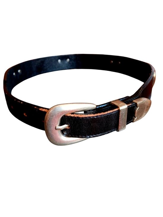 Vintage Cowgirl Belt 28 Heart Concho  Stitched Black Leather Made In Mexico 80s main image 5